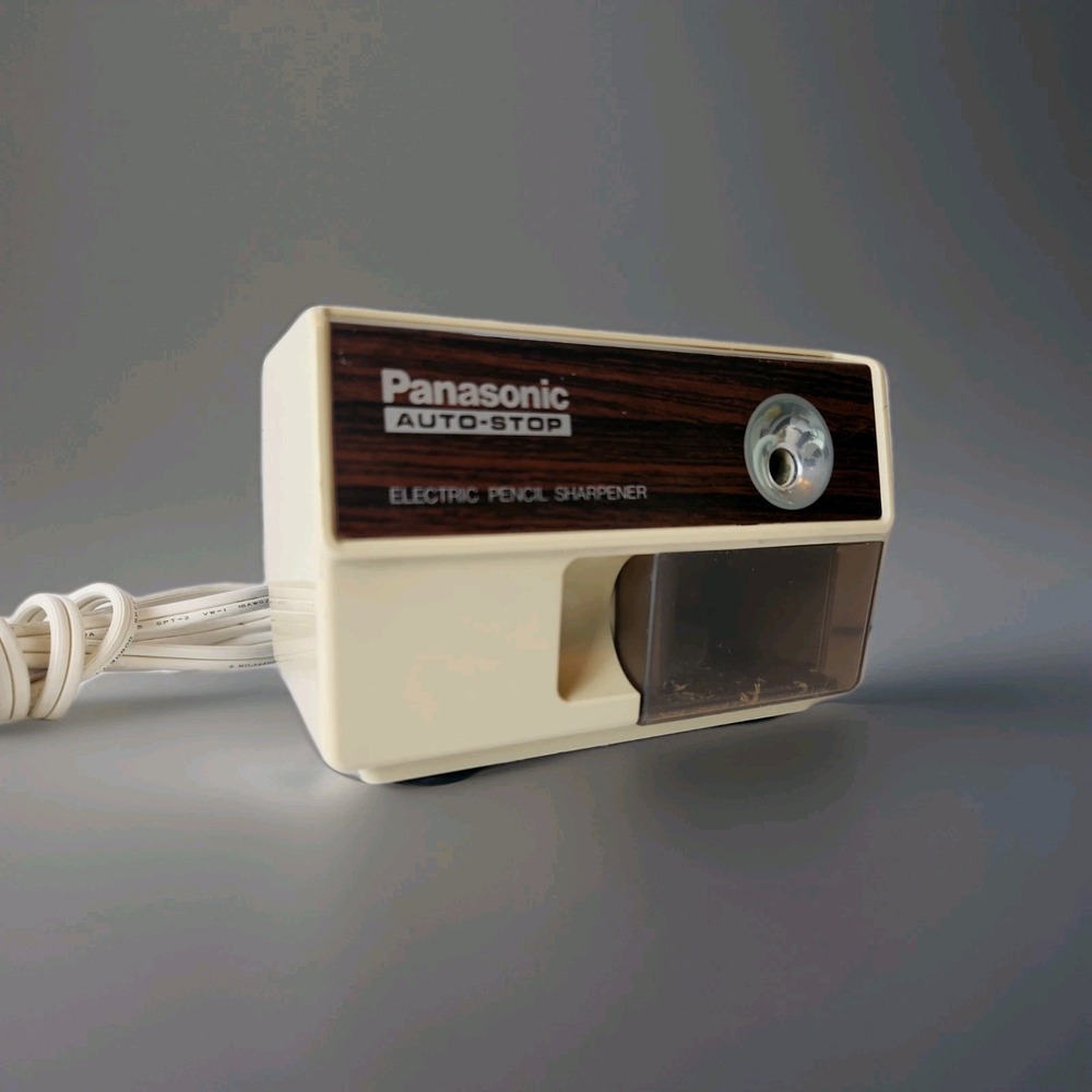 Vintage MCM Panasonic Electric Pencil Sharpener Faux Wood KP-110 Tested WORKS!